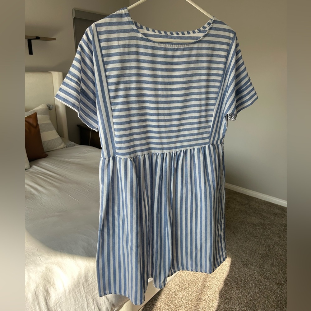 Blue and White Striped oversized Dress
